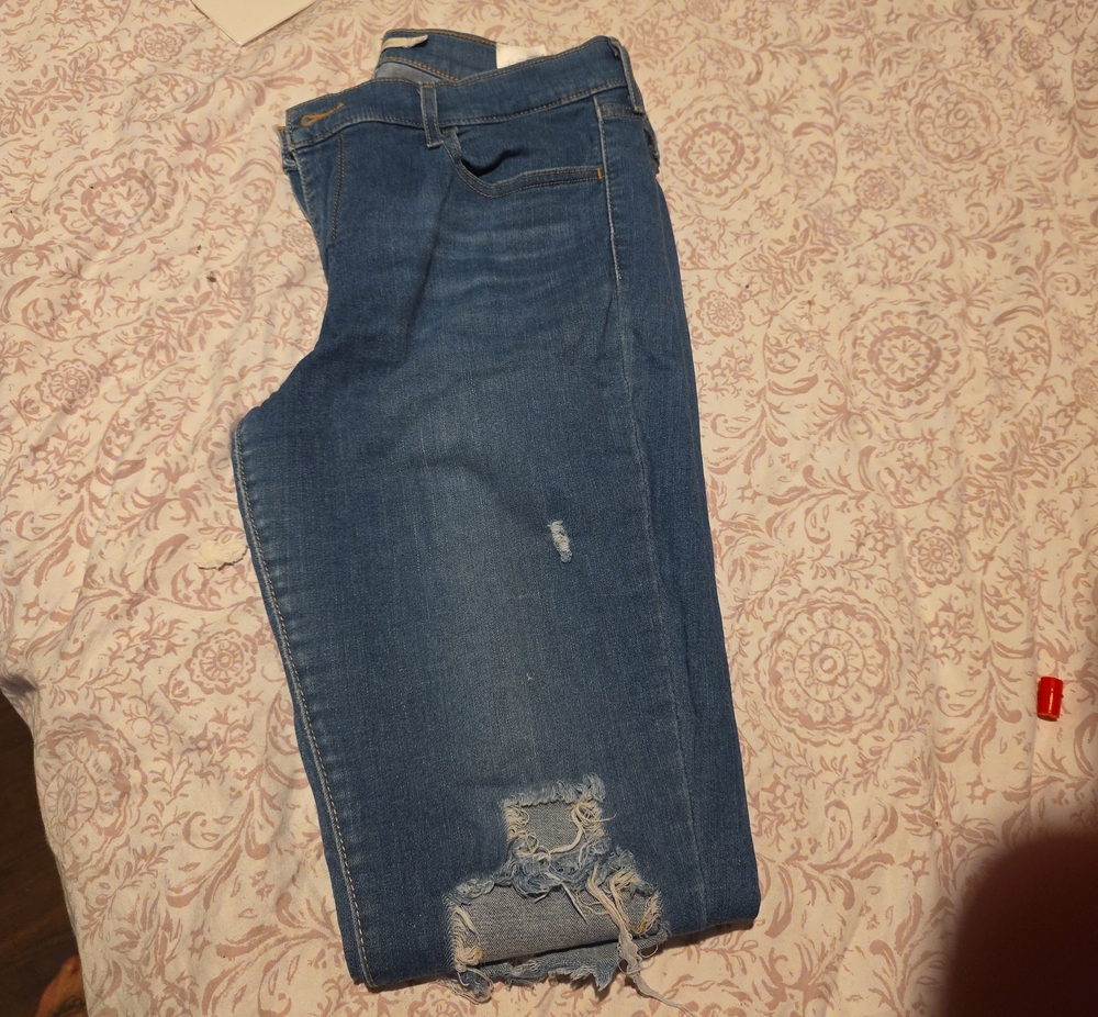 Levi's Medium Blue Distressed Ankle Jeans